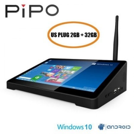 PIPO X9S 2GB 32GB Windows 10 & Android 5.1 Mini PC Intel Cherry Trail 8.9 Inch WiFi BT4.0 HDMI - US Plug